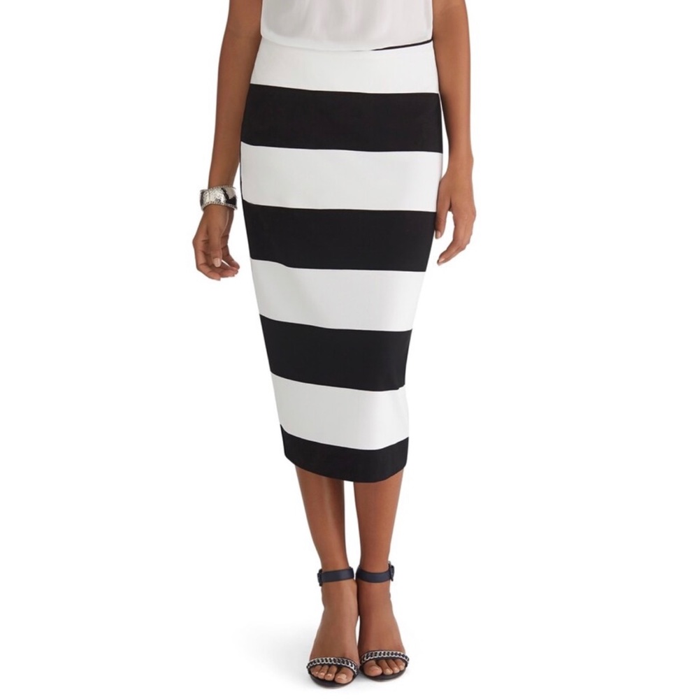 PENCIL SKIRT WHBM STRIPE KNIT MIDI